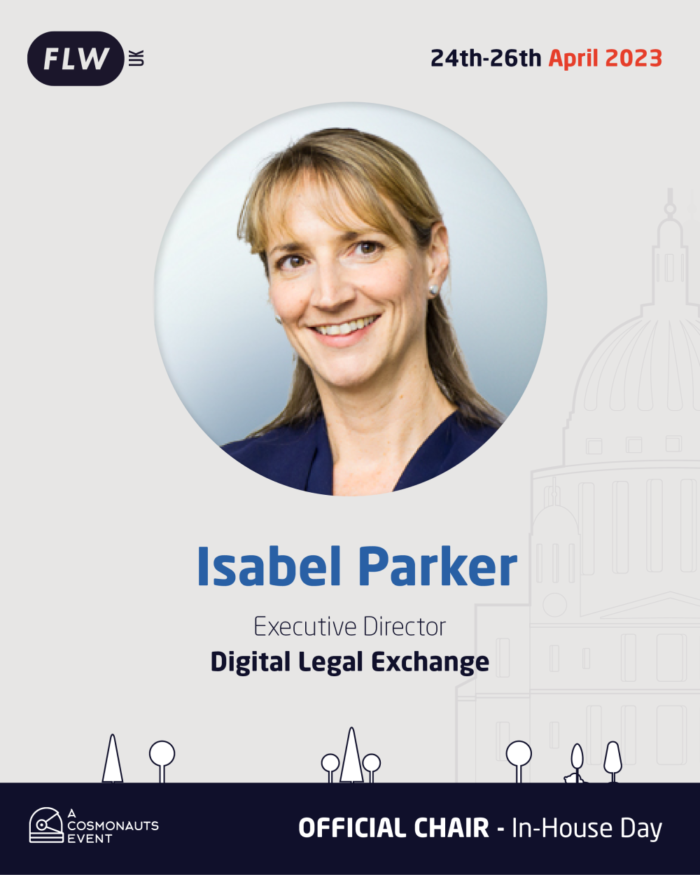 Image depicts a speaker at the upcoming legal tech conference, Future Lawyer Week UK 2023